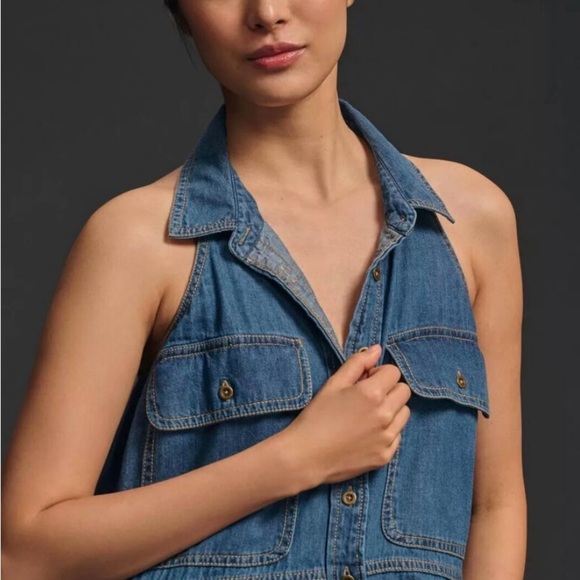 Anthropology Pilcro Sleeveless Halter Swing Denim Midi
Dress Size Small NWT - Picture 3 of 14